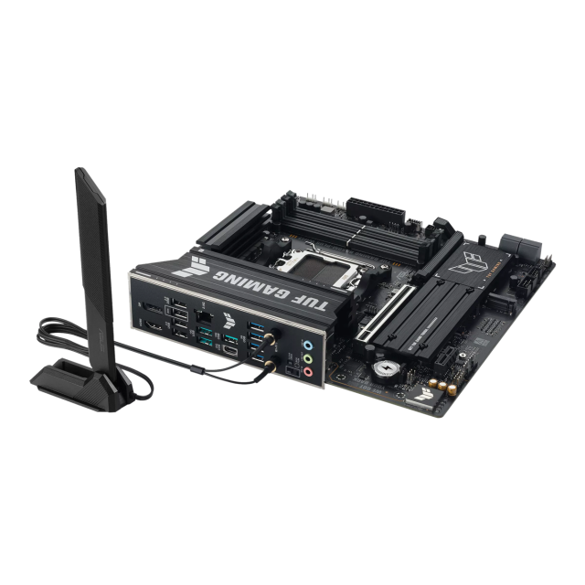 Дънна платка ASUS TUF GAMING B850M-PLUS WIFI7, AMD5, 4x DDR5, 3x M.2, 4x SATA 6Gb/s, Wi-Fi 7, Bluetooth v5.4, HDMI, DP, micro ATX