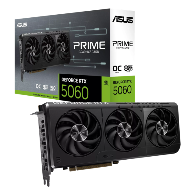 Видео карта ASUS PRIME GeForce RTX5060 8GB GDDR7 OC Edition, 128-bit, HDMI, 3xDP 
