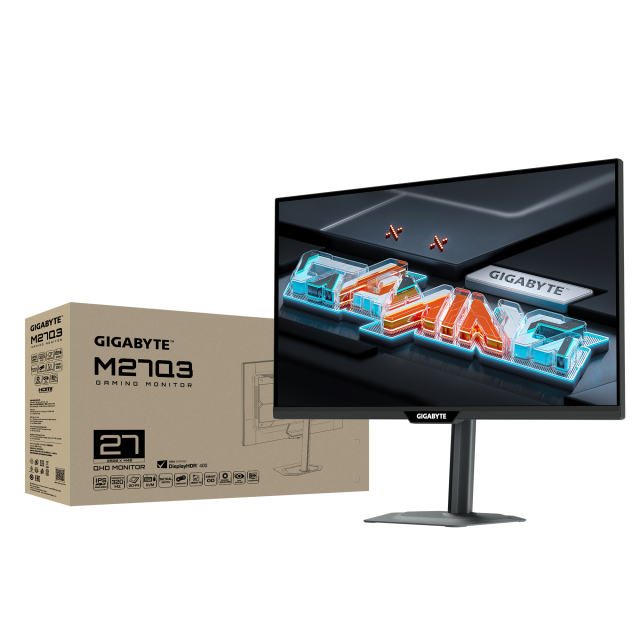 Монитор GIGABYTE MO27Q2A, 27.0" (68.58 cm) QHD IPS, 320Hz, 1ms(GTG), 1 000:1, 400 cd/m², 2x HDMI, 1x DP, 2 x USB, 1x USB Type-C