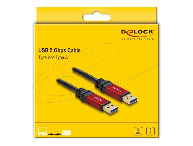 Кабел Delock USB 3.2 Type-A(м) към USB 3.0 Type-A(м), 3m. metal