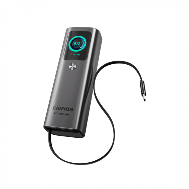 Външна батерия CANYON OnPower 265, 20 000mAh, Aluminium Dark grey