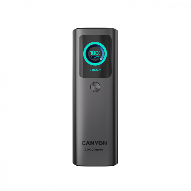 Външна батерия CANYON OnPower 265, 20 000mAh, Aluminium Dark grey