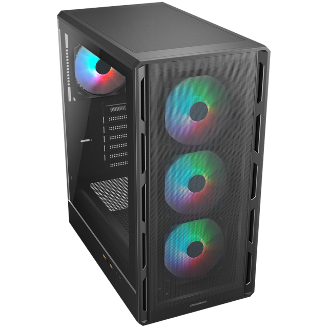 Кутия COUGAR AIRFACE PURE RGB PC Case Black, Mid Tower, 2 x USB 3.0, Mini ITX / Micro ATX / ATX
