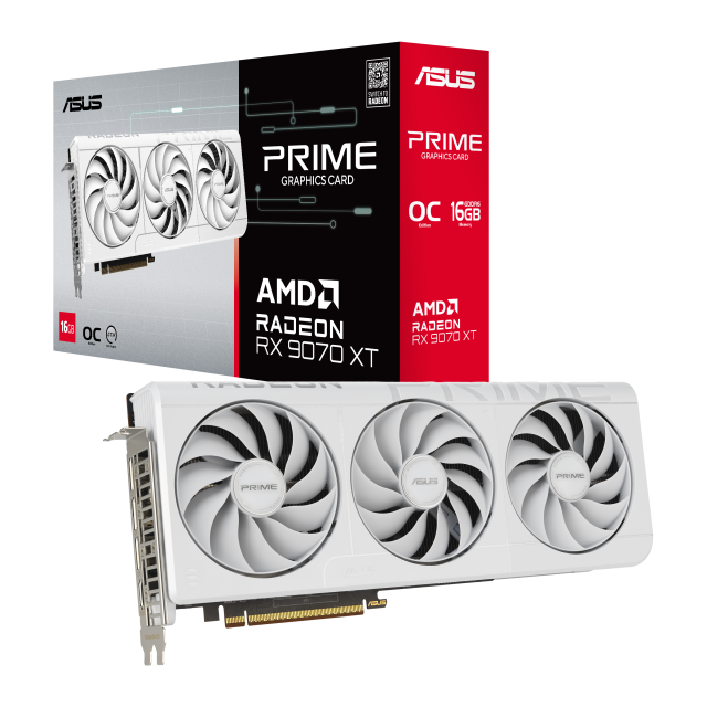 Видео карта ASUS PRIME RADEON RX 9070 XT White OC 16GB GDDR6, 256-bit, HDMI, DP