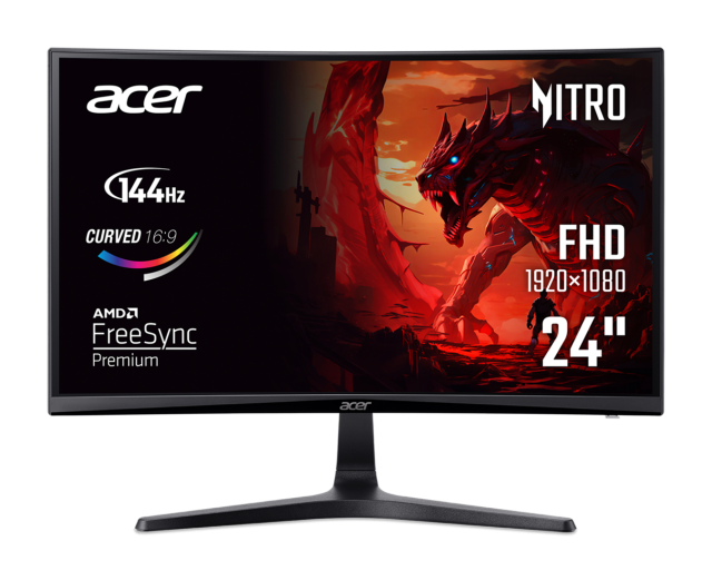 Монитор Acer EK251Q P6BI CURVED, 23.6" (59.94 cm) FHD VA, 1ms(VRB), 144 Hz, 3000:1, 250 cd/m, VGA, HDMI