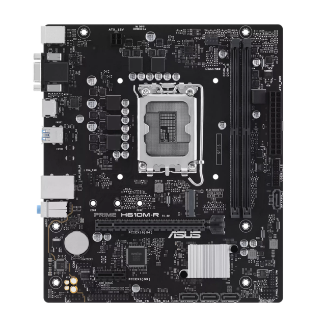 Дънна платка Asus Prime H610M-R, H610, LGA1700, DDR5, PCI-E 4.0, 1x M.2, 4x SATA 6Gb/s, VGA, HDMI, DP, Micro ATX