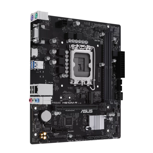 Дънна платка Asus Prime H610M-R, H610, LGA1700, DDR5, PCI-E 4.0, 1x M.2, 4x SATA 6Gb/s, VGA, HDMI, DP, Micro ATX
