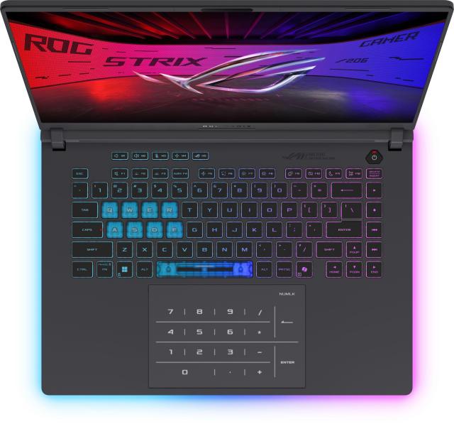 Лаптоп ASUS ROG Strix G16 G615JMR-RV063, Intel Core i7-14650HX 16C (1.60 / 5.20 GHz, 30MB Cache), 16.0" (40.64 cm) FullHD+ IPS, NVIDIA GF RTX5060 8GB GDDR7 DLSS 4, 32GB DDR5, 1TB M.2 NVMe SSD, Free DOS