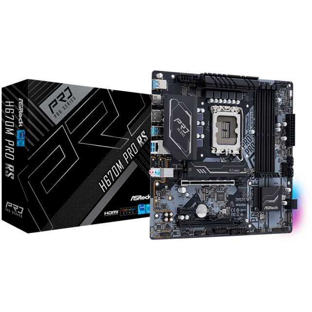 Дънна платка ASRock H670 PRO RS, LGA1700, 4x DDR4, PCI-E 4.0, 2x M.2 slot, 4x SATA 6Gb/s, HDMI, DP, ATX
