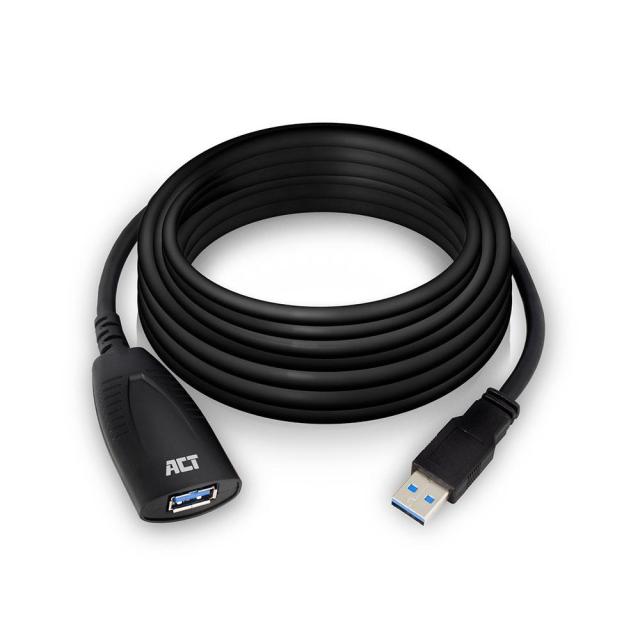 Удължителен активен кабел ACT USB-A(м) къмUSB-A(ж), USB 3.2 Gen 1, 5м