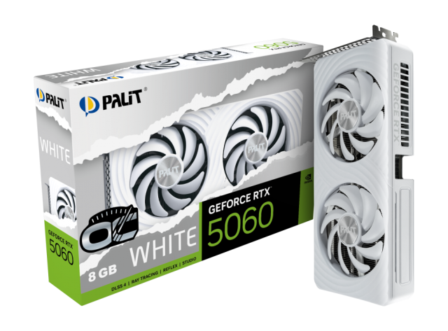 Видео карта PALIT nVIDIA GeForce RTX 5060 White OC 8GB GDDR7, 128-bit, HDMI, 3x DP