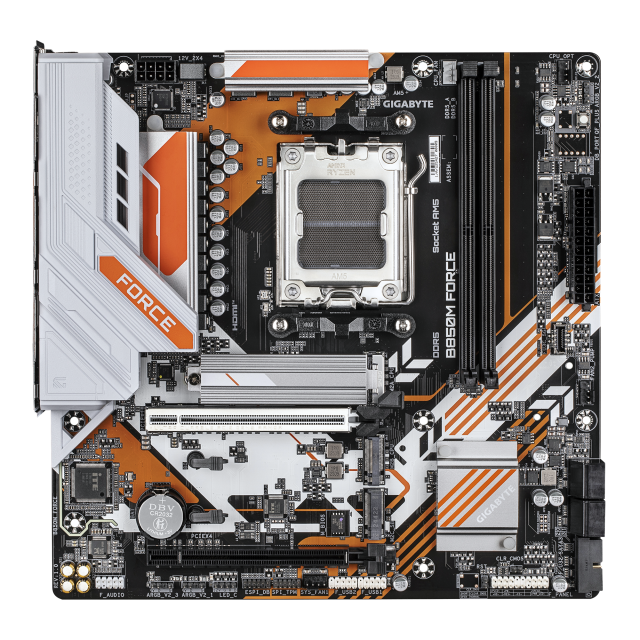 Дънна платка Gigabyte GIGABYTE B850M FORCE, AM5, 2x DDR5, 3x M.2 NVMe, 4x SATA 6Gb/s, HDMI, DP, mATX 