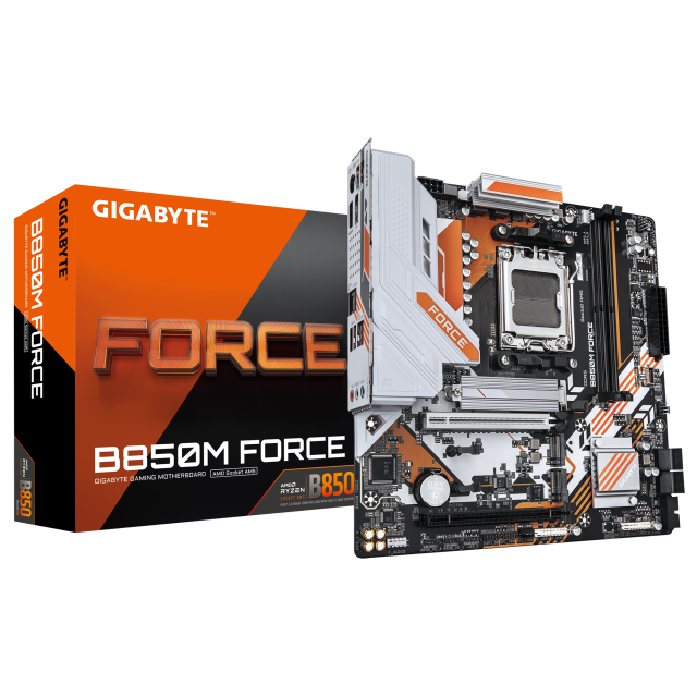 Дънна платка Gigabyte GIGABYTE B850M FORCE, AM5, 2x DDR5, 3x M.2 NVMe, 4x SATA 6Gb/s, HDMI, DP, mATX 