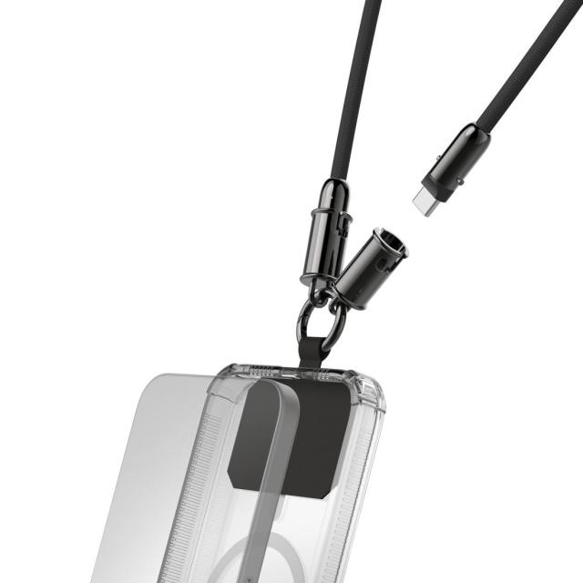 Кабел Hama за зареждане, 2 в 1 с връзка за телефон, USB Type-C към USB Type-C, 1.2 m, черен