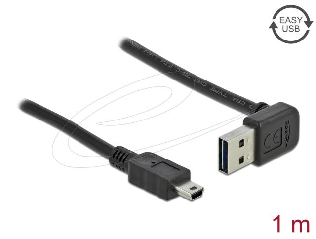 Кабел Delock EASY USB A(м) към USB mini B(м), 1m , черен