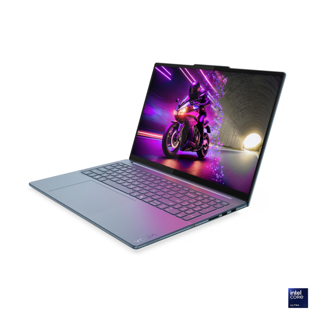 Лаптоп Lenovo Yoga Pro 9 16IAH10, Intel Core Ultra 7 255H 16C (1.5 / 5.1 GHz, 24 MB cache), 16.0" (40.64 cm) 2.8K WQXGA+ OLED Glossy, NVIDIA GF RTX 5050 8GB GDDR7 DLSS 4, 32GB LPDDR5X, 1 TB M.2 NVMe SSD, Windows 11 Home
