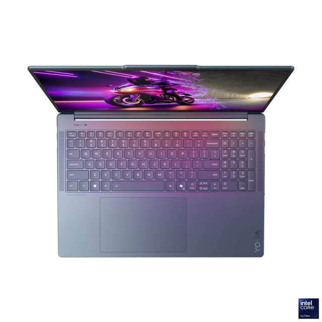 Лаптоп Lenovo Yoga Pro 9 16IAH10, Intel Core Ultra 7 255H 16C (1.5 / 5.1 GHz, 24 MB cache), 16.0" (40.64 cm) 2.8K WQXGA+ OLED Glossy, NVIDIA GF RTX 5050 8GB GDDR7 DLSS 4, 32GB LPDDR5X, 1 TB M.2 NVMe SSD, Windows 11 Home
