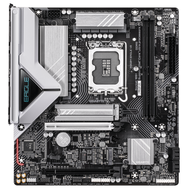 Дънна платка GIGABYTE B860M EAGLE V2, LGA1851, 2x DDR5, 2x M.2, 4x SATA 6Gb/s, HDMI, DP, Micro ATX