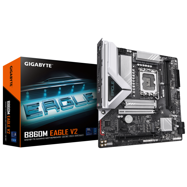 Дънна платка GIGABYTE B860M EAGLE V2, LGA1851, 2x DDR5, 2x M.2, 4x SATA 6Gb/s, HDMI, DP, Micro ATX