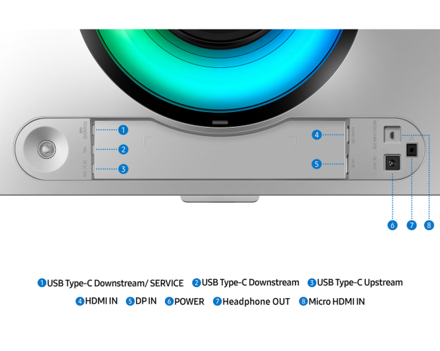 Монитор Samsung Odyssey G9 G93SD, 49" (124.46 cm) DQHD CURVED 1800R OLED Panel, 240Hz, 0.03ms (GtG), 1 000 000:1, HDR10+, 250cd/m2, HDMI, DisplayPort, Micro HDMI, USB 3.2 Gen 1 Type-C, USB Type-C Hub