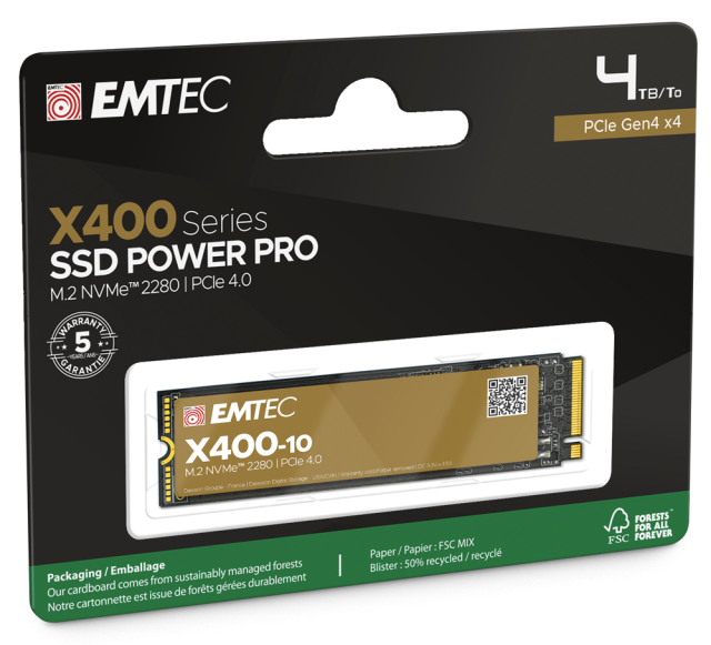 EMTEC X410 POWER PRO SSD 4TB M2 PCI-E NVMe Gen4 (2280)