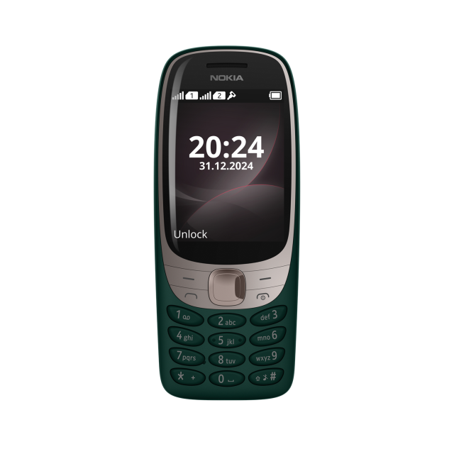 Телефон Nokia 6310 Dual SIM GREEN (2025), 2.8" (7.11 cm) QVGA, 0,3 MP камера, 16MB RAM, 8MB Flash памет (+ microSD), Bluetooth, USB Type-C