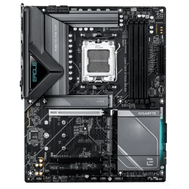Дънна платка GIGABYTE X870E EAGLE X3D WF7, AM5, 4x DDR5, 4 x M.2, 4 x SATA 6Gb/s, HDMI, ATX