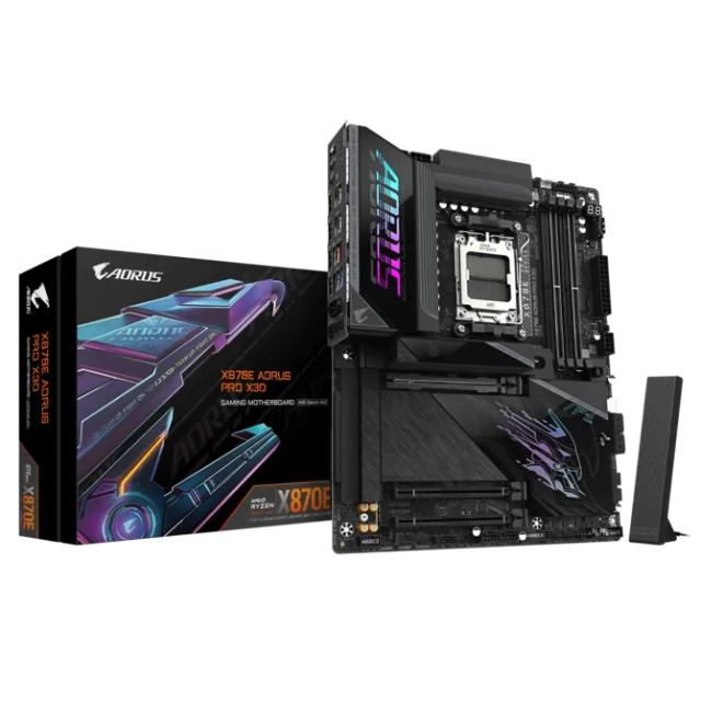 Дънна платка GIGABYTE X870E AORUS PRO X3D, AM5, 4x DDR5, 4 x M.2, 4 x SATA 6Gb/s, HDMI, ATX