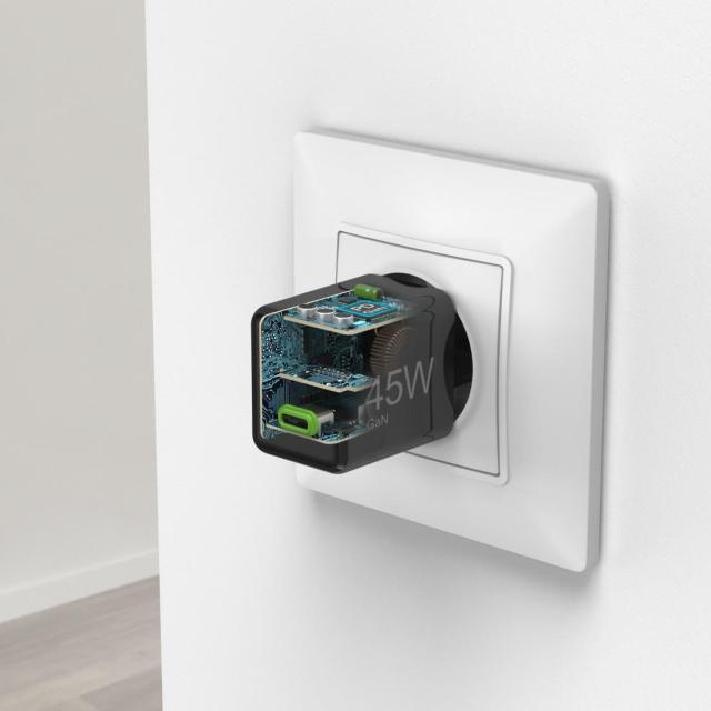 HAMA Бързо мини зарядно GaN, USB-C, PD, 45 W, черно