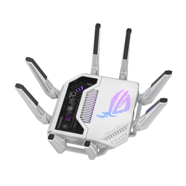 Рутер Asus ROG RAPTURE GT-BE19000AI, WiFi 6, 1376+5764+11529Mbps, 2.4GHz / 5GHz / 6GHz, 2x WAN/LAN, 4x LAN, 2x USB