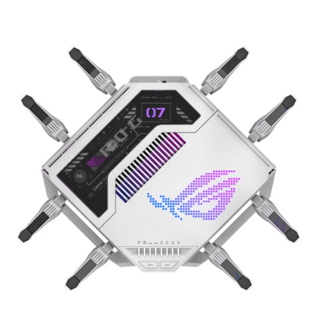Рутер Asus ROG RAPTURE GT-BE19000AI, WiFi 6, 1376+5764+11529Mbps, 2.4GHz / 5GHz / 6GHz, 2x WAN/LAN, 4x LAN, 2x USB