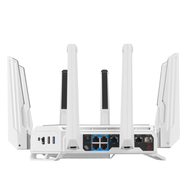 Рутер Asus ROG RAPTURE GT-BE19000AI, WiFi 6, 1376+5764+11529Mbps, 2.4GHz / 5GHz / 6GHz, 2x WAN/LAN, 4x LAN, 2x USB