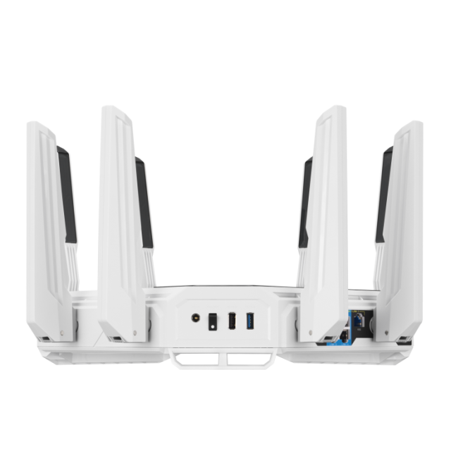 Рутер Asus ROG RAPTURE GT-BE19000AI, WiFi 6, 1376+5764+11529Mbps, 2.4GHz / 5GHz / 6GHz, 2x WAN/LAN, 4x LAN, 2x USB