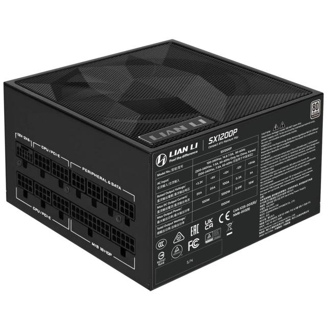 Захранване Lian Li SX1200P Black, 1200W, Active PFC, PCIe 5.1/ATX 3.1, 80 PLUS Platinum, Fully Modular