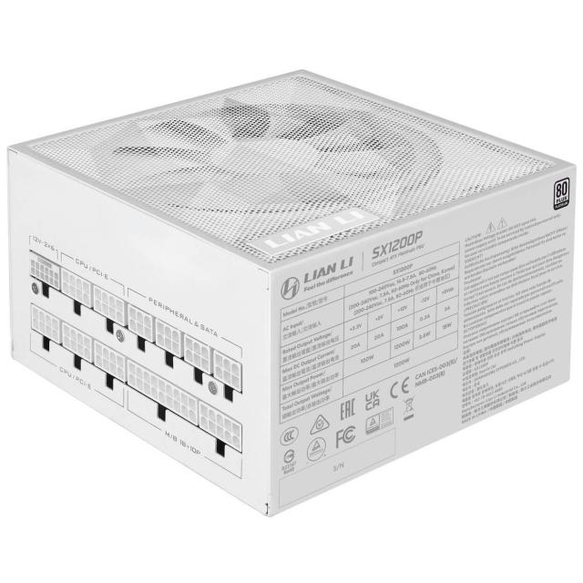 Захранване Lian Li SX1200P White, 1200W, Active PFC, PCIe 5.1/ATX 3.1, 80 PLUS Platinum, Fully Modular