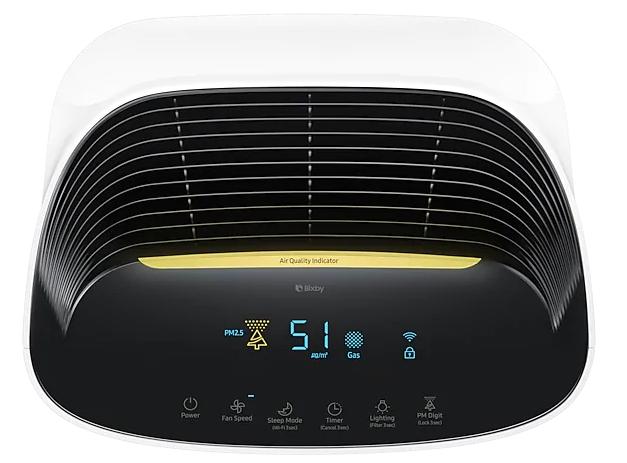 Пречиствател на въздух Samsung AX60R5080WD/EU, 3-way air purifier, 60m2, Multilayer purification system - washable pre filter, activated carbon deodorization & HEPA filter, Remote control, Intuitive display, Air quality indicator in 4 colors, Noise l