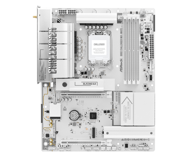 Дънна платка ASRock B860 Challenger White WIFI 7, LGA1851, 4 x DDR5, 3 x M.2 NVMe, 4 x SATA 6Gb/s, HDMI, ATX