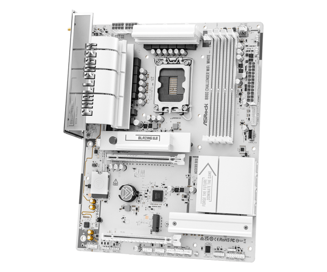 Дънна платка ASRock B860 Challenger White WIFI 7, LGA1851, 4 x DDR5, 3 x M.2 NVMe, 4 x SATA 6Gb/s, HDMI, ATX