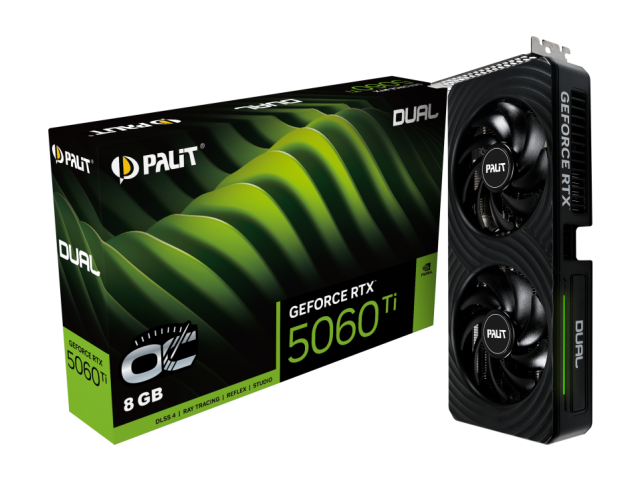 Видео карта PALIT nVIDIA GeForce RTX5060TI DUAL OC 8GB GDDR7, 128-bit, HDMI, 3x DP