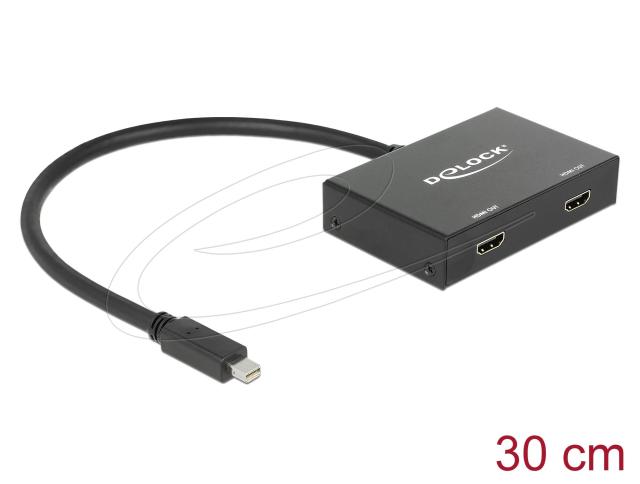 Сплитер Delock Display Port 1.2 от mini Dsplay Port мъжко към 2 x HDMI 4K женско