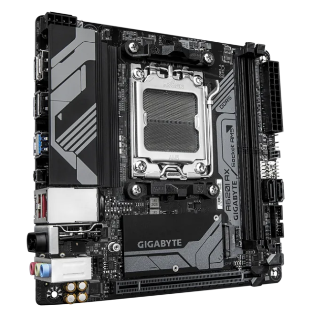 Дънна платка GIGABYTE A620I AX, AM5, 2x DDR5, 2x M2, 2x SATA 6Gb/s, Wi-Fi 6E_BT5.3, HDMi, DP, Mini-ITX