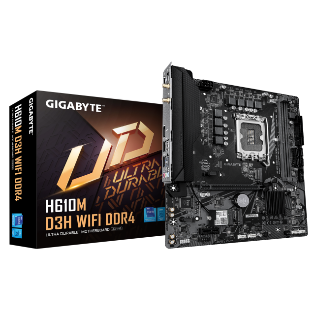 Дънна платка GIGABYTE H610M D3H WIFI DDR4, LGA1700, 2 x DDR4, 2 x M.2, 4 x SATA 6Gb/s, 1 x HDMI, Micro ATX