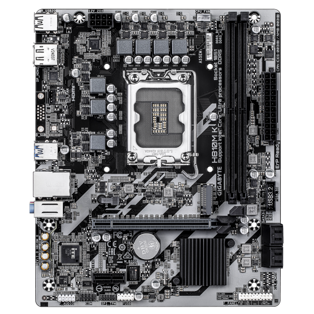 Дънна платка GIGABYTE H810M K, LGA1851, 2x DDR5, 1x M.2,  4x SATA, 1x HDMI, 1x DisplayPort, Micro ATX