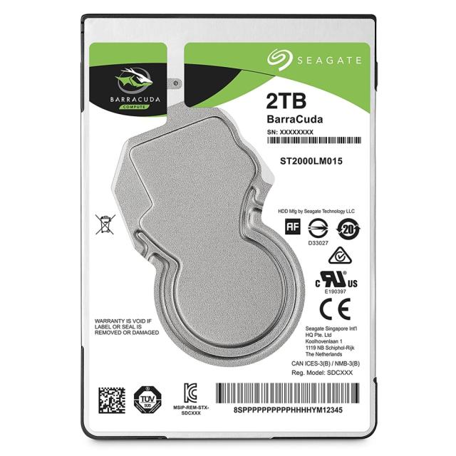 Твърд диск Seagate BarraCuda Mobile 2000GB, SATA 6Gb/s 5400rpm 128MB 7mm