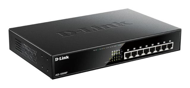 Суич D-Link DGS-1008MP, 8 x PoE 10/100/1000 Gigabit, неуправляем десктоп суич