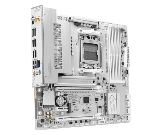 Дънна платка ASRock B850M CHALLENGER WIFI WHITE, AM5, 4x DDR5, 2x M.2 NVMe, 4x SATA 6Gb/s, Wi-Fi 7+BT, HDMI, Micro ATX