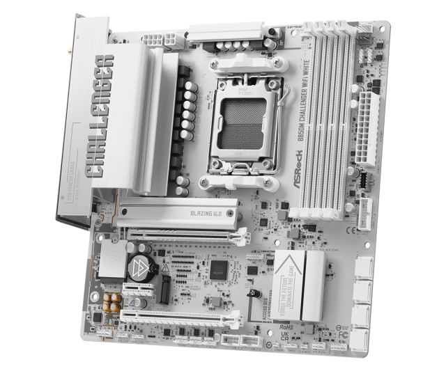 Дънна платка ASRock B850M CHALLENGER WIFI WHITE, AM5, 4x DDR5, 2x M.2 NVMe, 4x SATA 6Gb/s, Wi-Fi 7+BT, HDMI, Micro ATX