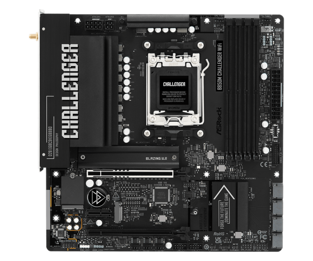 Дънна платка ASRock B850M CHALLENGER WIFI, AM5, 4x DDR5, 2x M.2 NVMe, 4x SATA 6Gb/s, Wi-Fi 7+BT, HDMI, Micro ATX