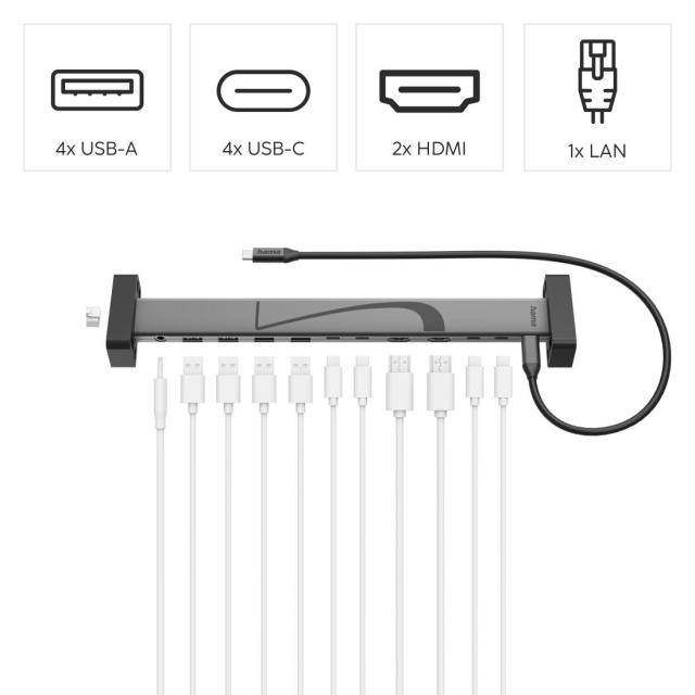Мултипортов адаптер HAMA "Connect2Office Work" USB-C, 12 порта