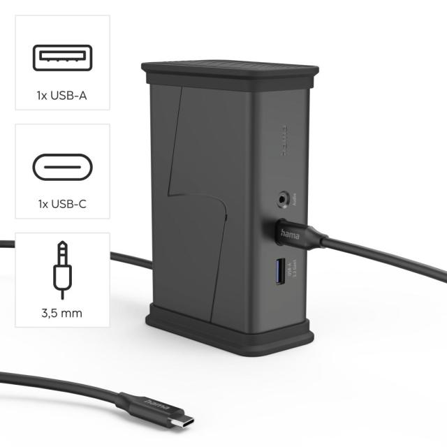 Мултипортов адаптер HAMA USB-C "Connect2Office Black", 9 порта, 2x HDMI™, USB-A, USB-C, LAN
